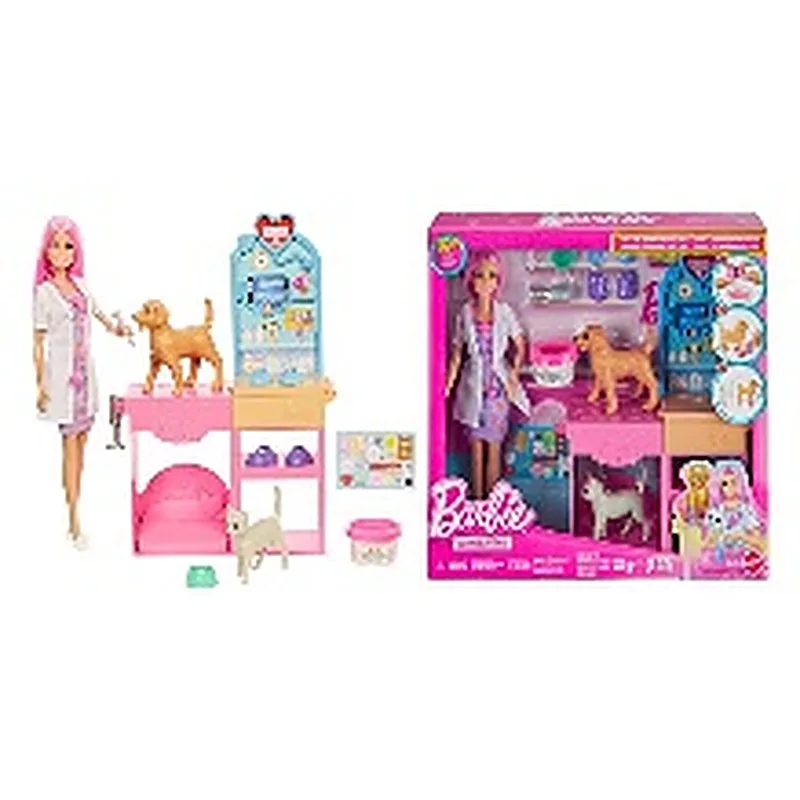 BARBIE PROFESIONES SET VETERINARIA CON MASCOTAS Y ACCESORIOS