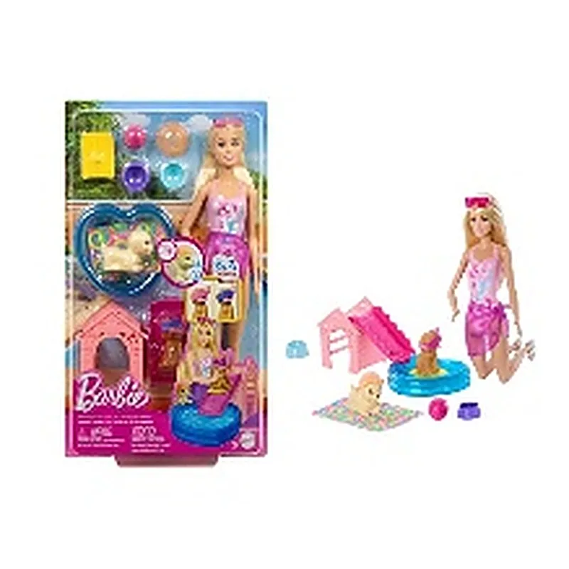 BARBIE SET DE JUEGO FIESTA EN LA PISCINA CON PERRITOS
